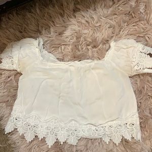 White crop top with lace detailing / size small